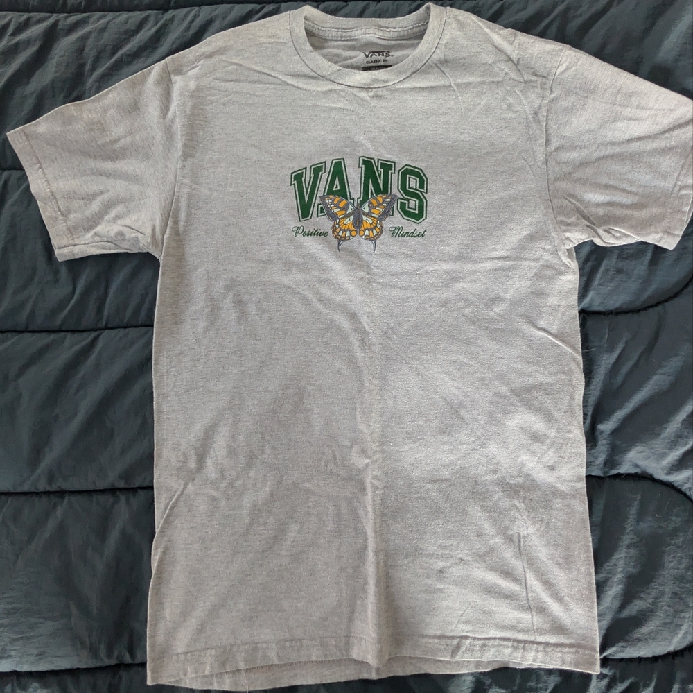 Vans Light Gray T-Shirt with Green Logo‎